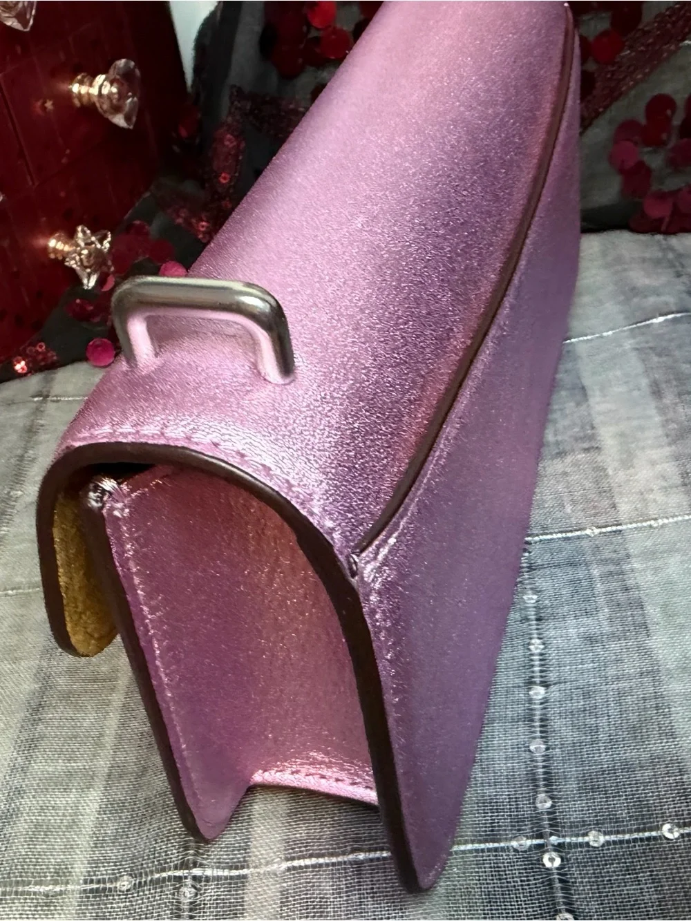 Coach 2022 Metallic Pink Leather Morgan Crossbody